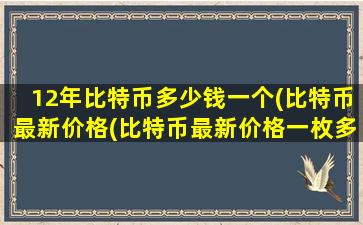 12年比特币多少钱一个(比特币最新价格(比特币最新价格一枚多少钱人民币))