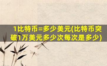 1比特币=多少美元(比特币突破1万美元多少次每次是多少)