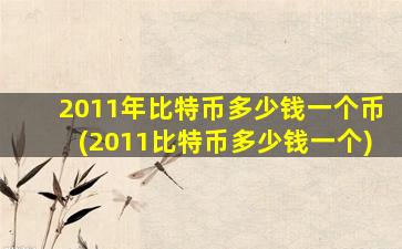 2011年比特币多少钱一个币(2011比特币多少钱一个)