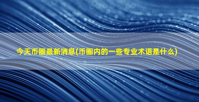 今天币圈最新消息(币圈内的一些专业术语是什么)