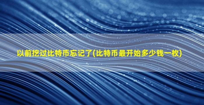 以前挖过比特币忘记了(比特币最开始多少钱一枚)