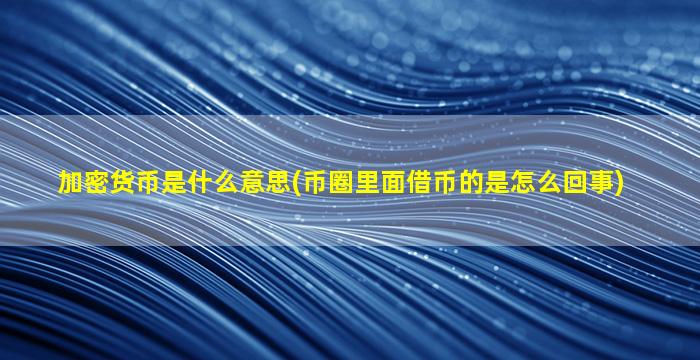 加密货币是什么意思(币圈里面借币的是怎么回事)