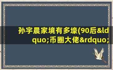 孙宇晨家境有多壕(90后“币圈大佬”孙宇晨到底是什么来头)