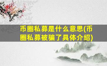 币圈私募是什么意思(币圈私募被骗了具体介绍)