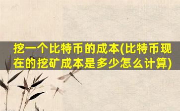 挖一个比特币的成本(比特币现在的挖矿成本是多少怎么计算)