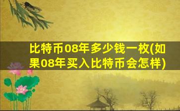 比特币08年多少钱一枚(如果08年买入比特币会怎样)