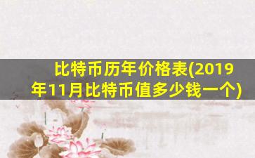 比特币历年价格表(2019年11月比特币值多少钱一个)