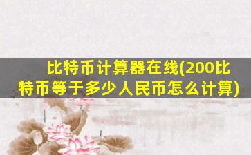 比特币计算器在线(200比特币等于多少人民币怎么计算)
