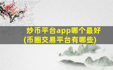 炒币平台app哪个最好(币圈交易平台有哪些)