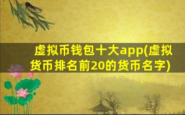 虚拟币钱包十大app(虚拟货币排名前20的货币名字)